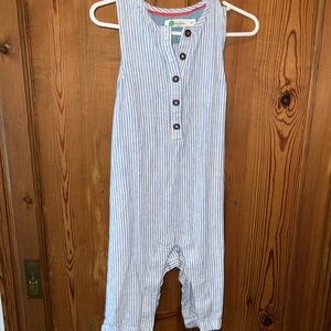 Baby Boden Blue and White Striped Jumpsuit